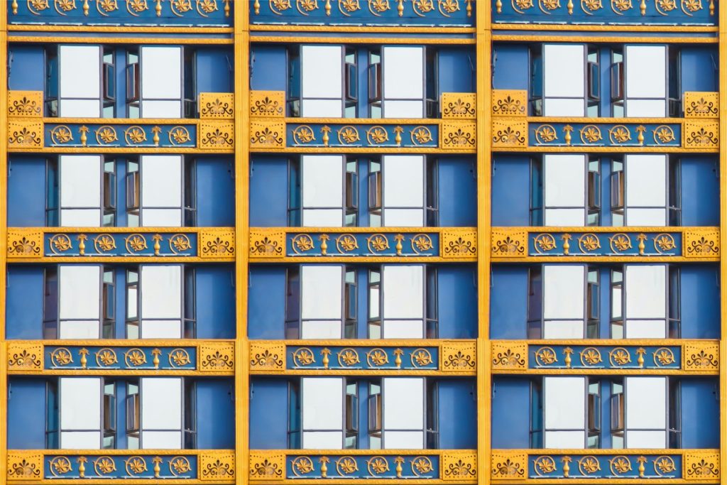yellow and blue building