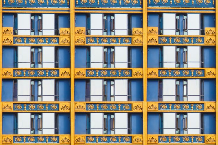 yellow and blue building